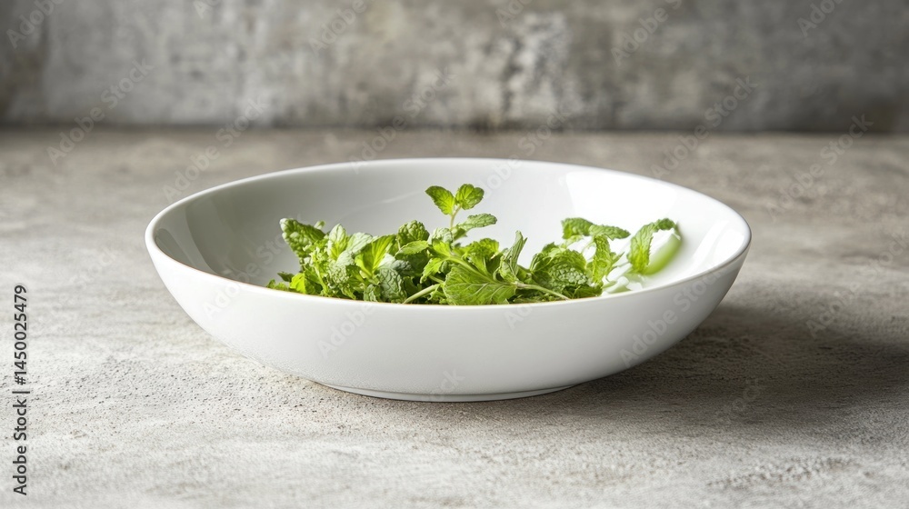 Fresh Mint in a White Bowl: A Culinary Still Life Fresh Mint in a White Bowl: A Culinary Still Life