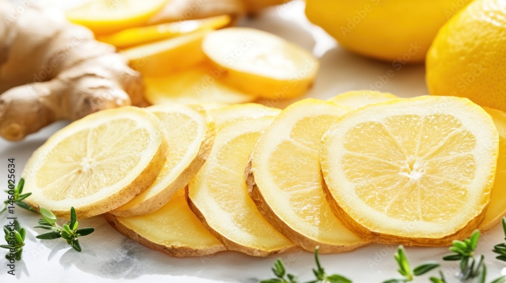 Sliced Lemons and Ginger: A Refreshing Culinary Delight Sliced Lemons and Ginger: A Refreshing Culinary Delight
