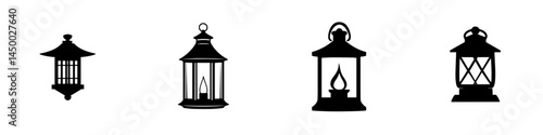 Decorative lantern silhouettes featuring various designs for artistic inspiration and ambiance creation