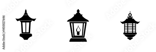 Decorative lanterns in various styles against a light background showcasing traditional design elements