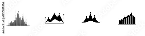Creative presentation of data visualization concepts using various crown and chart graphics in a minimalistic style