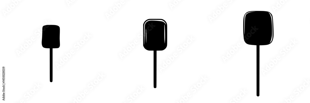 Minimalist black shapes on a white background depicting varying heights in an abstract arrangement without defined context Minimalist black shapes on a white background depicting varying heights in an abstract arrangement without defined context