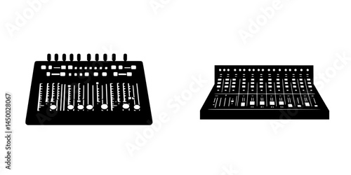 Two sound mixing consoles showcasing different designs for audio production and recording environments
