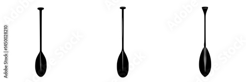 Various styles of canoe paddles displayed on a plain background for comparison purposes