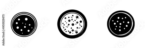 Abstract circular patterns with varying dot arrangements in black and white on a minimalist background