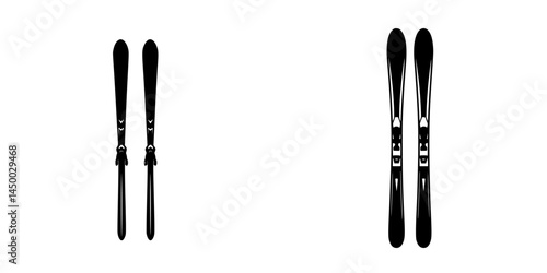 Different types of skis displayed side by side for comparison in a ski equipment showcase