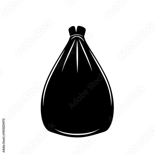 Waste bag filled with litter standing out against a white background for environmental awareness campaign and waste management