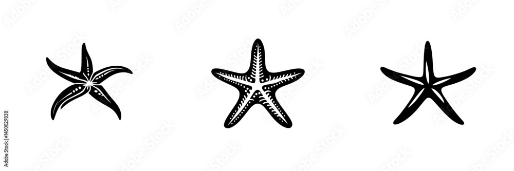 Unique starfish illustrations showcasing different patterns and styles on a white background Unique starfish illustrations showcasing different patterns and styles on a white background