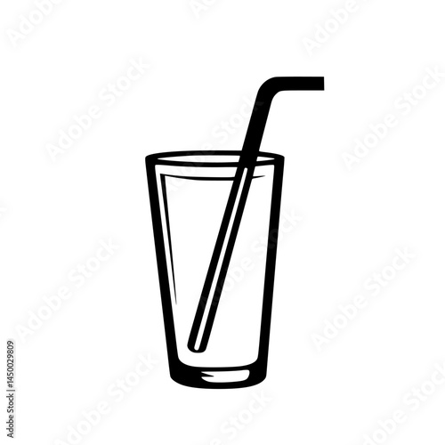 Refreshing beverage in a clear glass with a straw, perfect for a hot summer day at a cafe