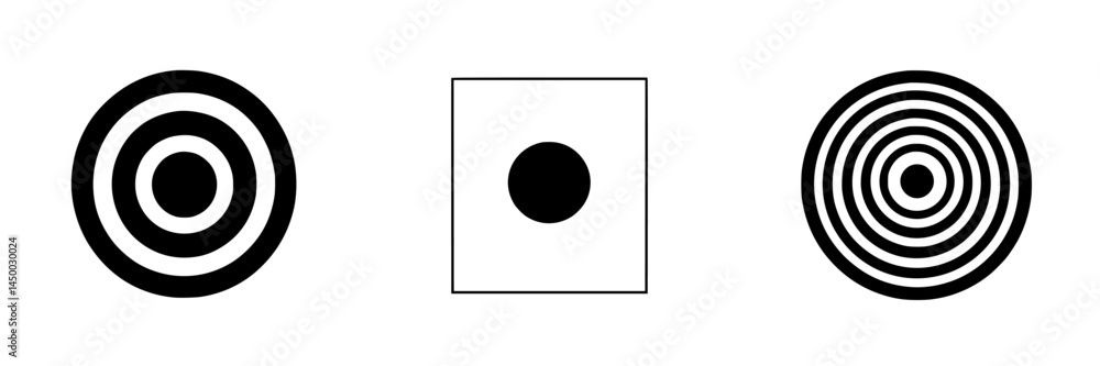 Geometric shapes featuring concentric circles and squares in black and white designs for artistic exploration Geometric shapes featuring concentric circles and squares in black and white designs for artistic exploration