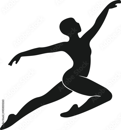 Ballet Dancer in Grand Jeté – Dynamic Ballerina Silhouette Vector
