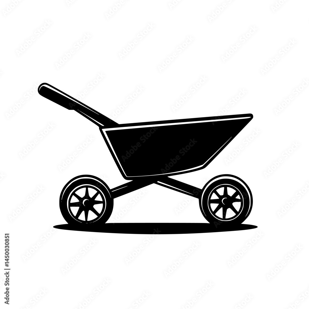 Wheelbarrow stands on a flat surface highlighting its sturdy design and functionality for gardening in a backyard setting Wheelbarrow stands on a flat surface highlighting its sturdy design and functionality for gardening in a backyard setting