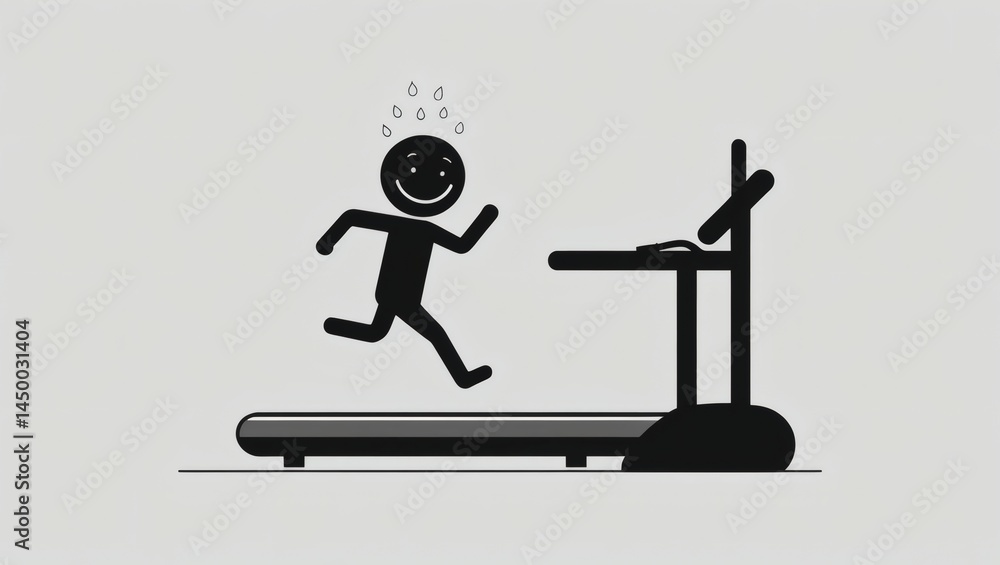 Sketch of stick figure sprinting on treadmill Sketch of stick figure sprinting on treadmill