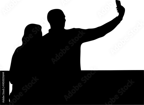  Silhouette of Two Figures Taking Selfie on Podium