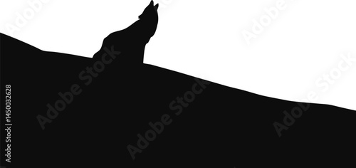 Silhouette of a howling Wolf Standing on Surface in Minimalist Style