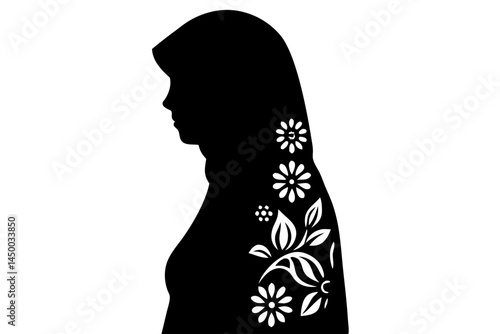 Silhouette of a woman in hijab representing muslim culture and islamic tradition, hijab, silhouette, woman, muslim, islamic, religion, tradition, culture, headscarf, modest, clothing, faith, islamic w
