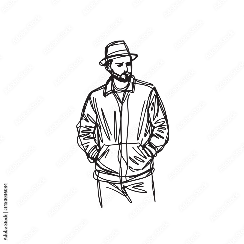 Man with hands in pockets vector design - man silhouette vector - hands in pockets doodle - man illustration - man line art
Man with hands in pockets vector design - man silhouette vector - hands in pockets doodle - man illustration - man line art