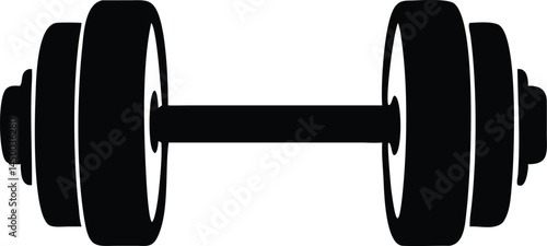 Dumbbell Silhouette | Simple Black and White Fitness Icon