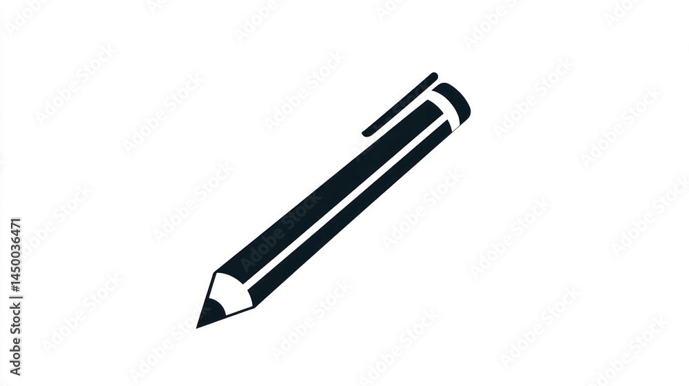 Simple black pen icon, isolated, writing tool, for educational resources Simple black pen icon, isolated, writing tool, for educational resources