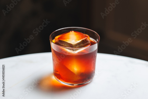 Classic old fashioned cocktail on the bar counter. Without people