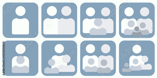 Family of several people abstraction. Abstract illustration of several simple family compositions.