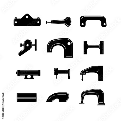 Minimal clamp icon sheet on white background  -  