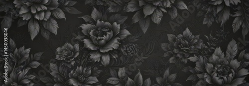 Wallpaper Mural Intricate charcoal floral wallpaper, rich texture, elegant design , room, modern Torontodigital.ca