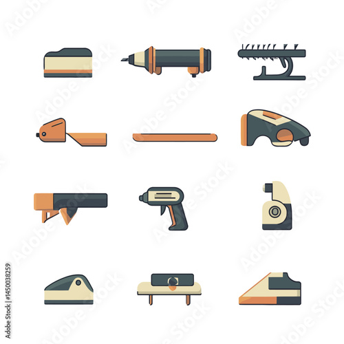 Minimal sander icon sheet on white background  -  
