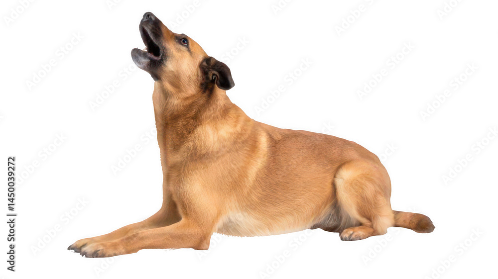 Obraz premium Realistic Dog Performing Sit Command Isolated on White Transparent Background