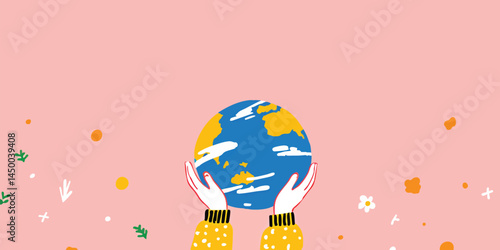 A gentle depiction of hands cradling the earth, a visual representation of environmental stewardship, sustainability, and global harmony.