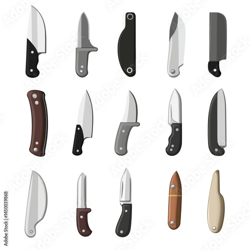 Simple utility knife icon sheet on white background  -  
