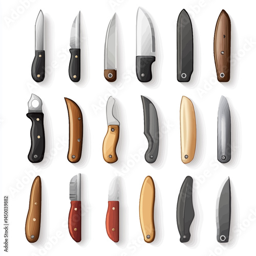 Simple utility knife icon sheet on white background  -  