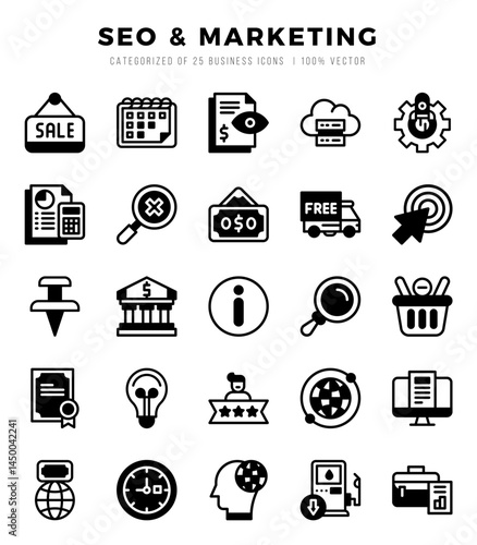 SEO & Marketing icons set. Vector illustration.