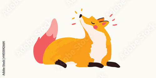 A charming illustration of a playful fox, expressing sheer delight, depicted with vivid colors and an inviting aesthetic.