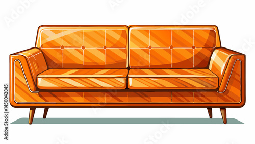 Sleek orange fabric sofa with minimalist lines.
Perfect blend of style and cozy functionality.
Ideal for modern interior design concepts.
Clean white background enhances its elegance.

