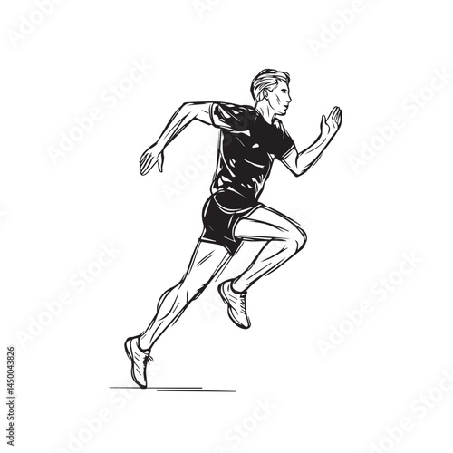 Outline of male runner in motion - runner man silhouette - runner man vector - runner man doodle - running illustration - runner man line art

