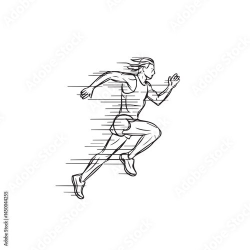 Fast runner man outline - runner man silhouette - runner man vector - runner man doodle - running illustration - runner man line art

