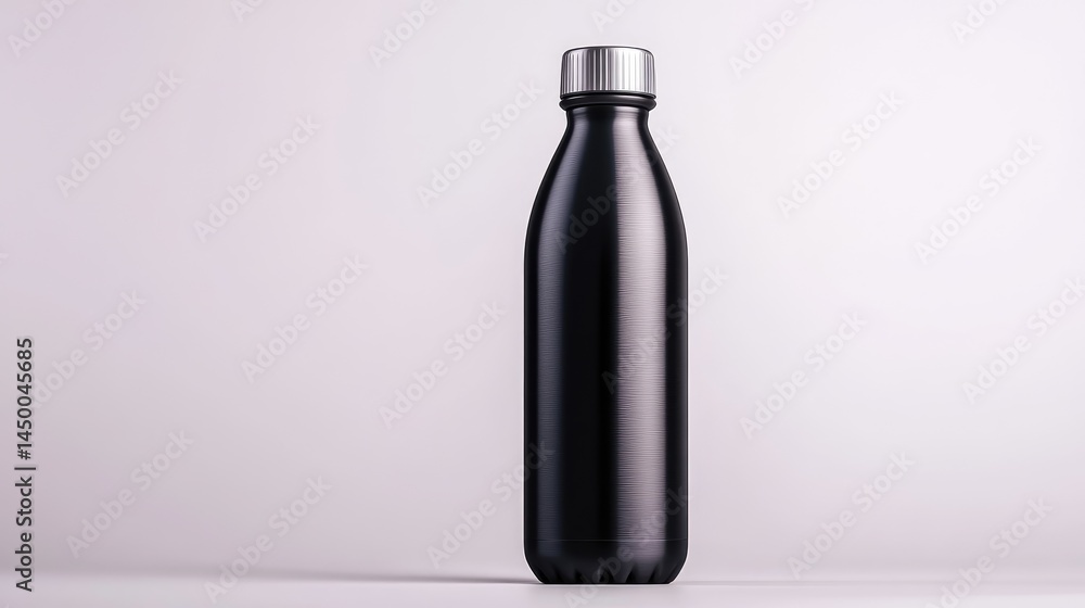 Photorealistic image of a stainless steel water bottle with a matte finish, isolated on an ideal white background. Photorealistic image of a stainless steel water bottle with a matte finish, isolated on an ideal white background.