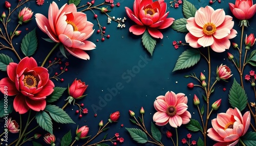 Intricate floral tapestry wallpaper, rich jewel tones, interior, wallpaper