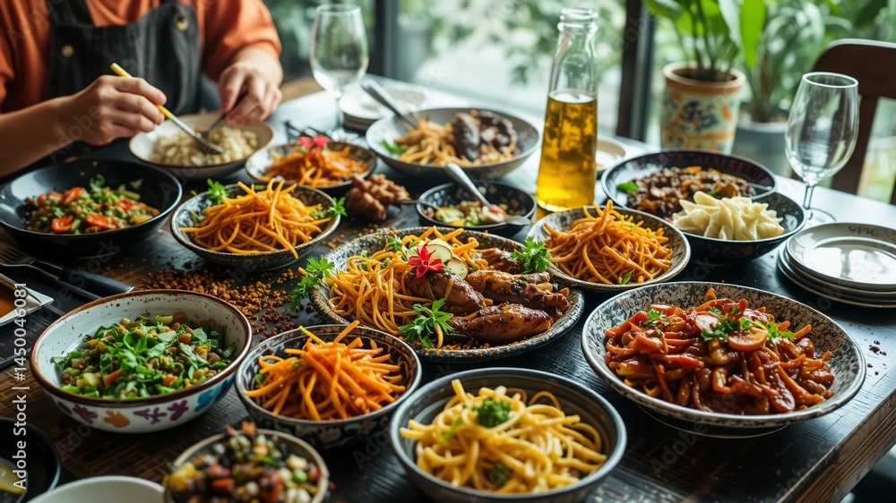 Obraz premium Global Culinary Delights: A Gastronomic Journey