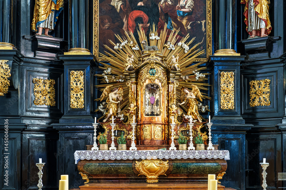 Fototapeta premium The interior of Parochial Church St Paul, the oldest parish church of Passau, Bavaria, Germany. Built in 1678
