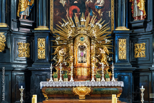 The interior of Parochial Church St Paul, the oldest parish church of Passau, Bavaria, Germany. Built in 1678