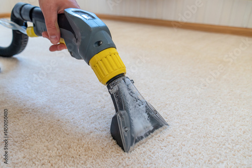 carpet steam cleaning with professional handheld equipment