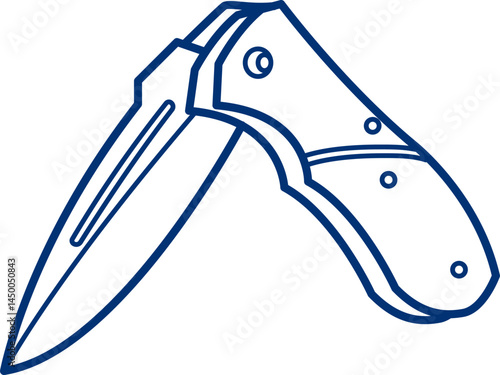 Line art Vector of a Pocket knife or folding knife
