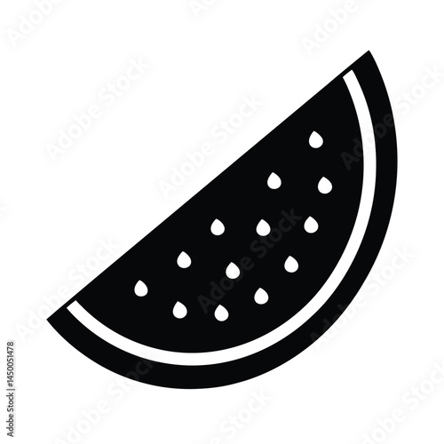 Vector watermelon wedge with juicy red pulp and black seeds vector silhouette