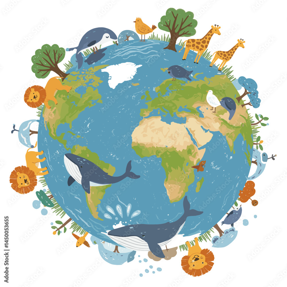 Naklejka premium Celebrating Life in All Forms: Honoring Biological Diversity Around the World