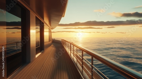 Luxury Yacht Deck Sunset Cruise Ocean View Golden Hour