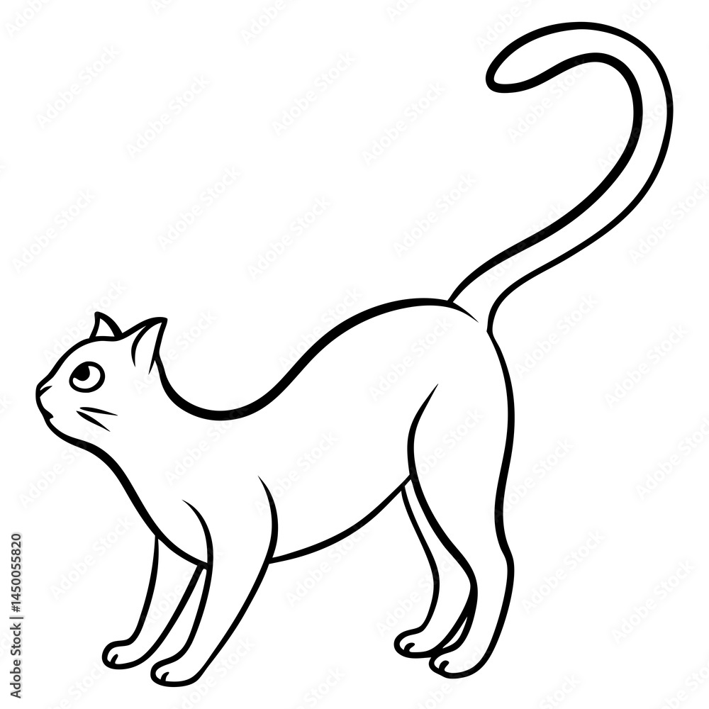 Stretching Cat Elegant Minimal Line Art Stretching Cat Elegant Minimal Line Art