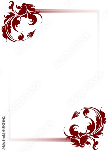 Drawing patterns for future postcards. Abstract floral background with frame.