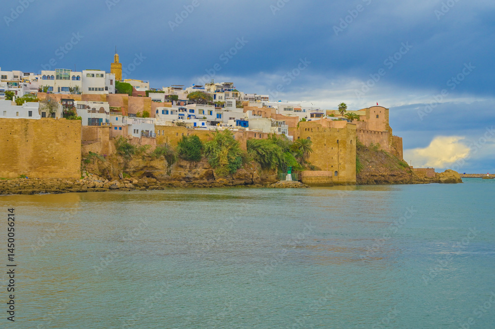 Kasbah of the Oudayas fortress view from Bouregreg River in Rabat Morocco Kasbah of the Oudayas fortress view from Bouregreg River in Rabat Morocco